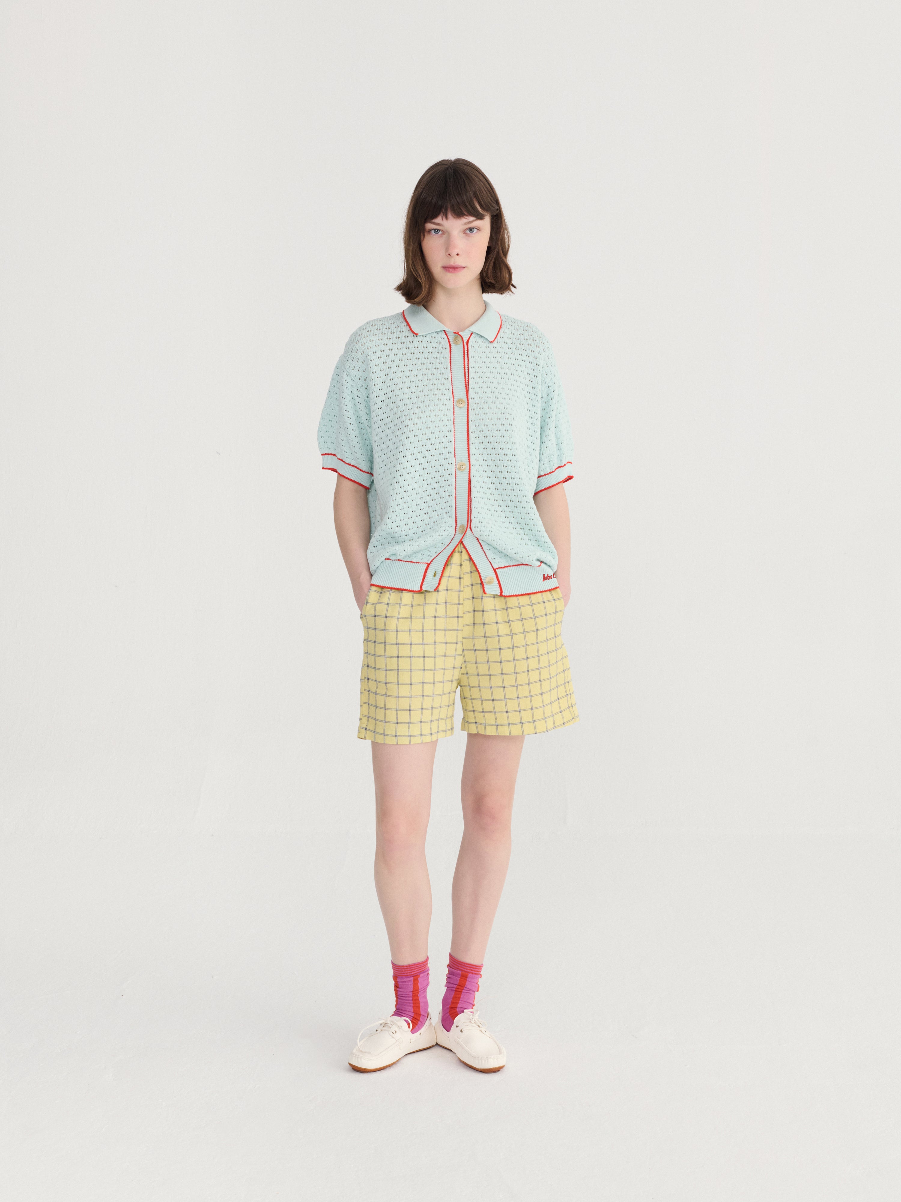 Openwork knitted cotton cardigan