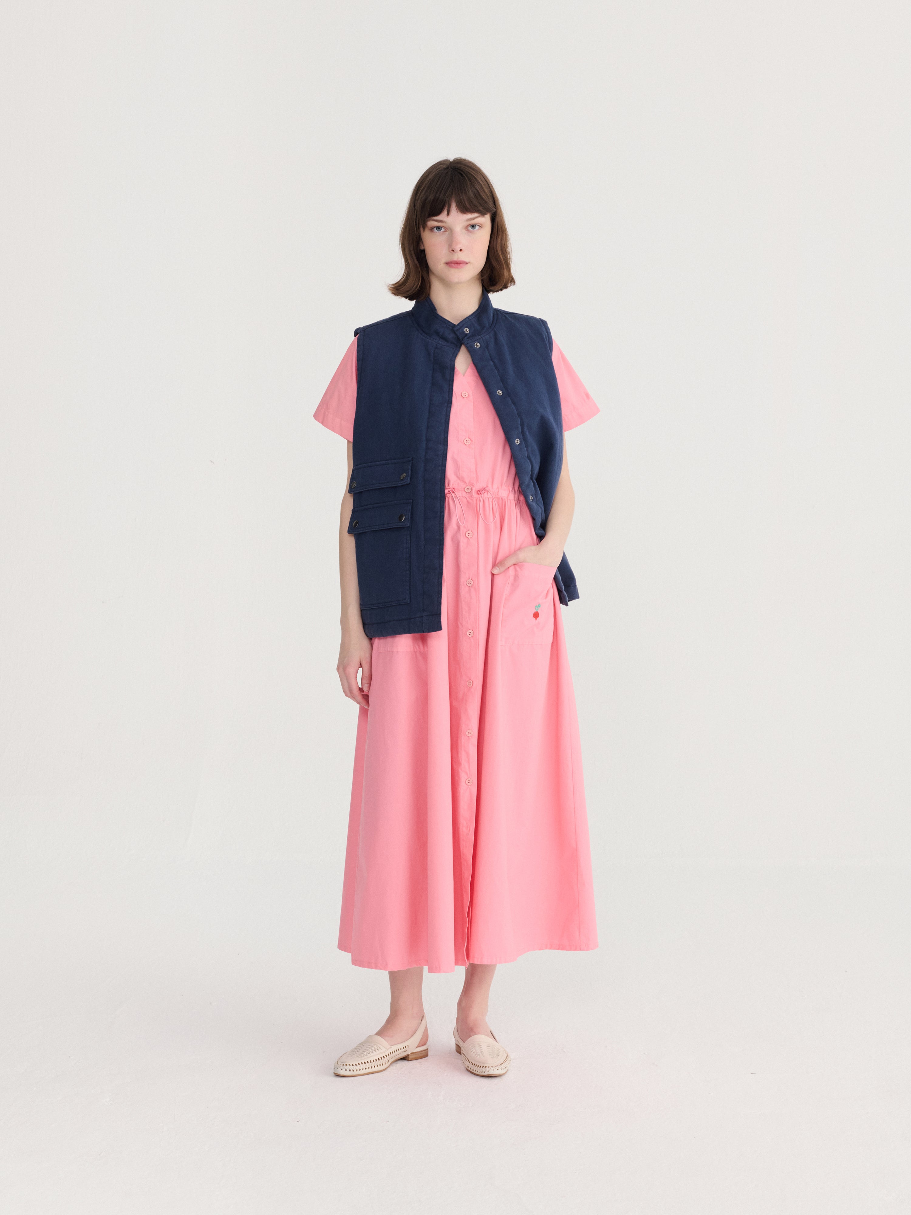 V-neck shirt dress