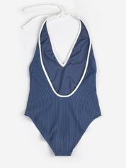Cut-out seersucker swimsuit