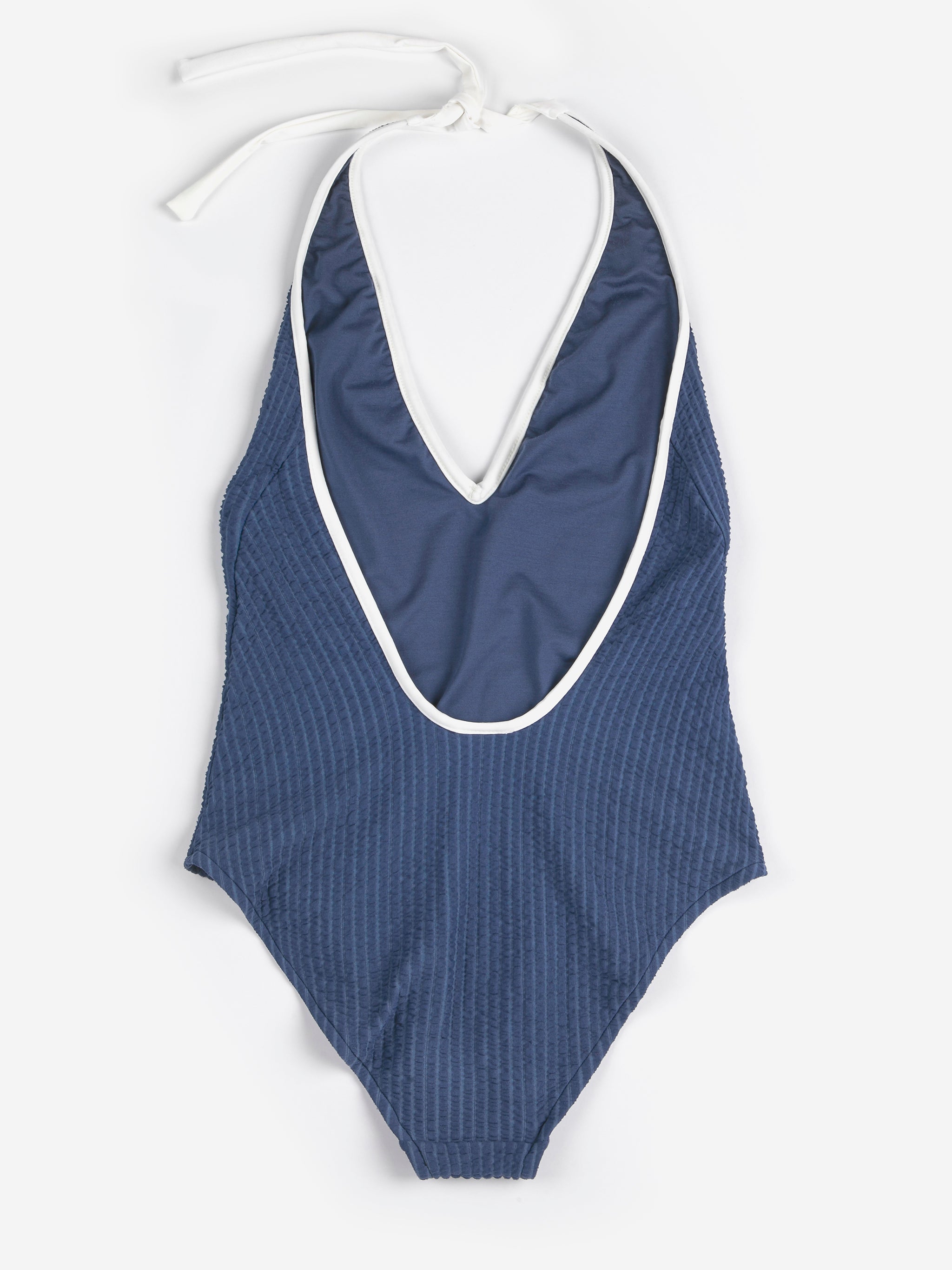 Cut-out seersucker swimsuit