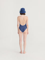 Cut-out seersucker swimsuit