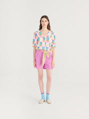 Pleated seersucker Shorts