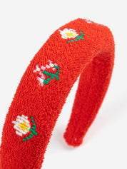 Pixel Daisies terry cloth headband