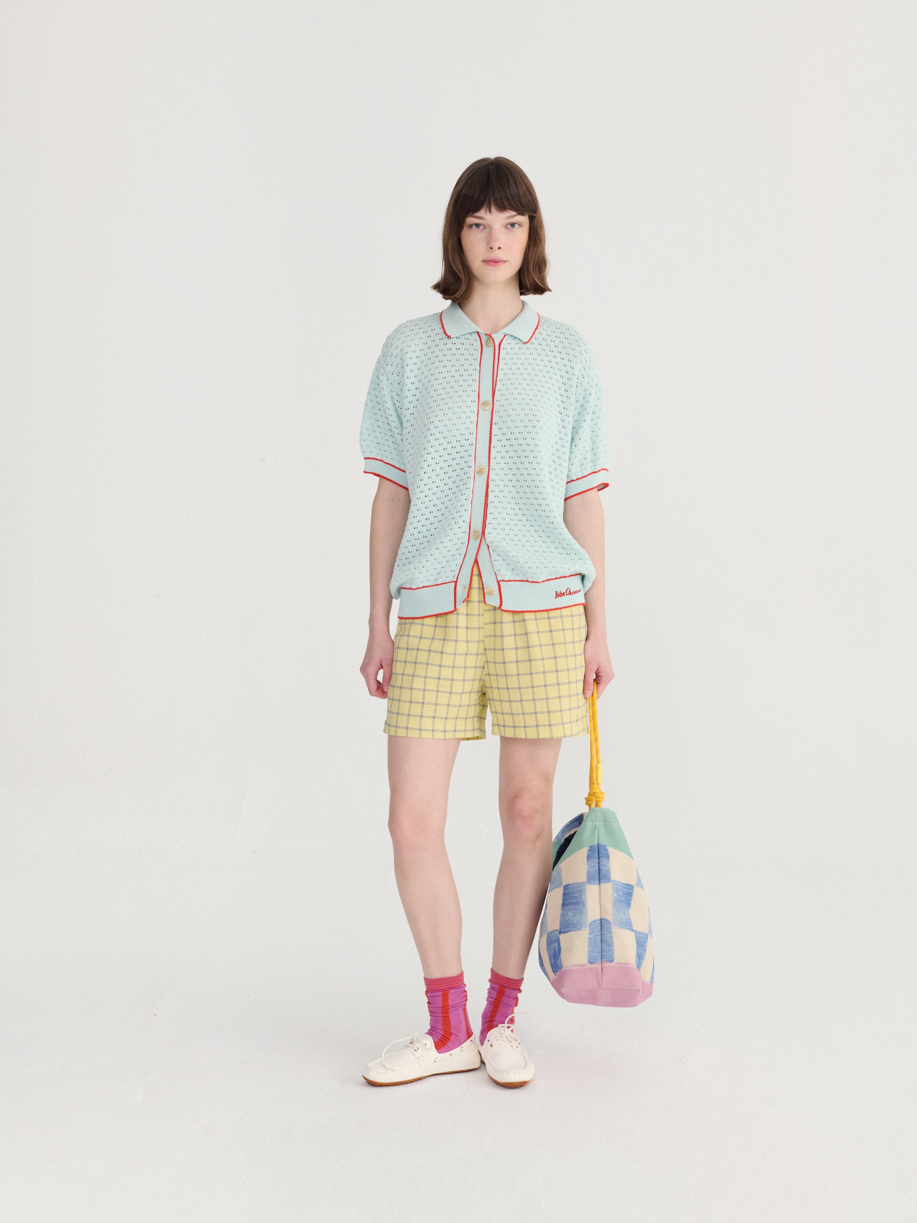Openwork knitted cotton cardigan