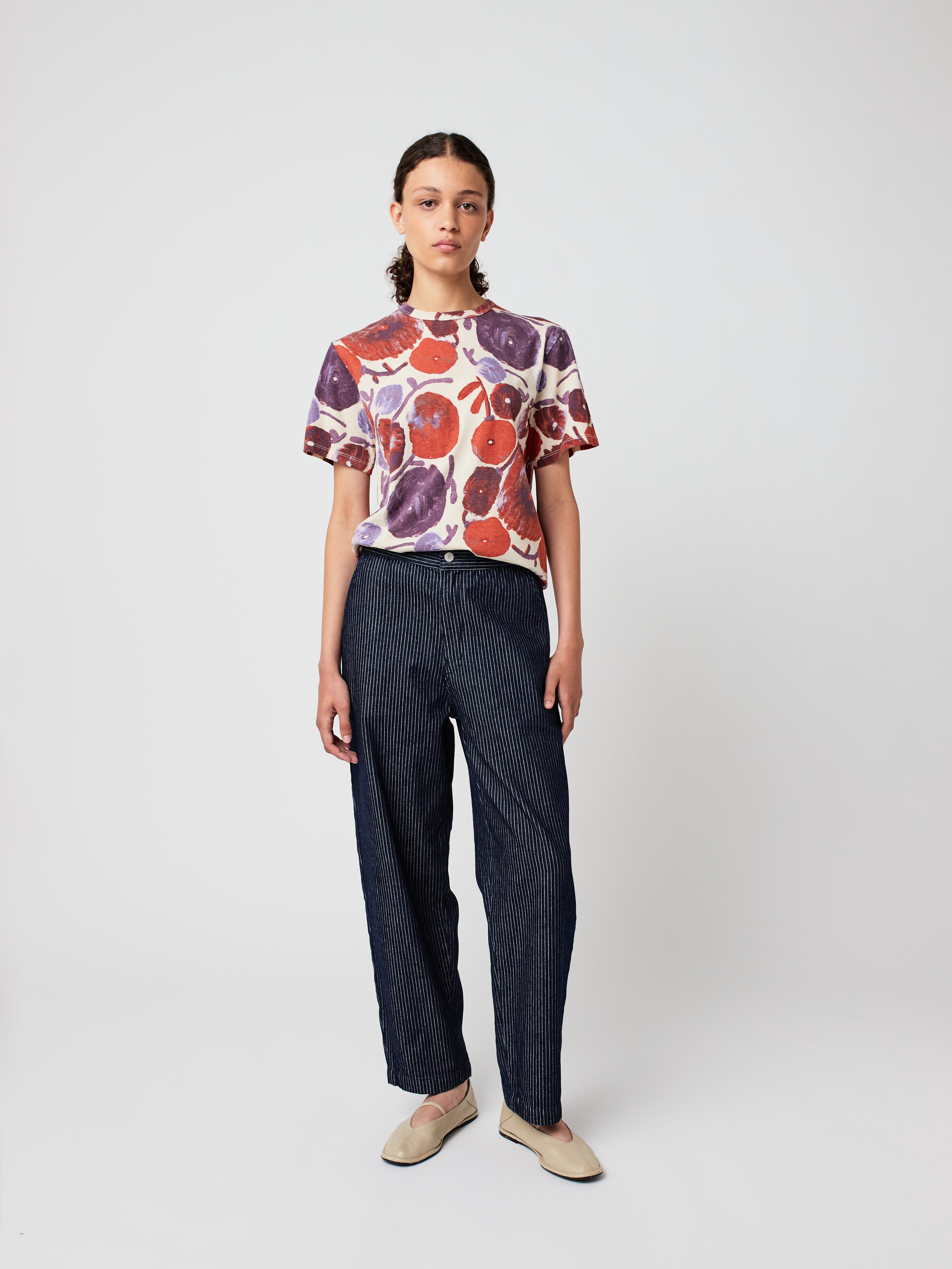 Dahlia Pattern Fitted T-Shirt - Offwhite