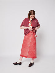 Wrapped Cotton Skirt - Red