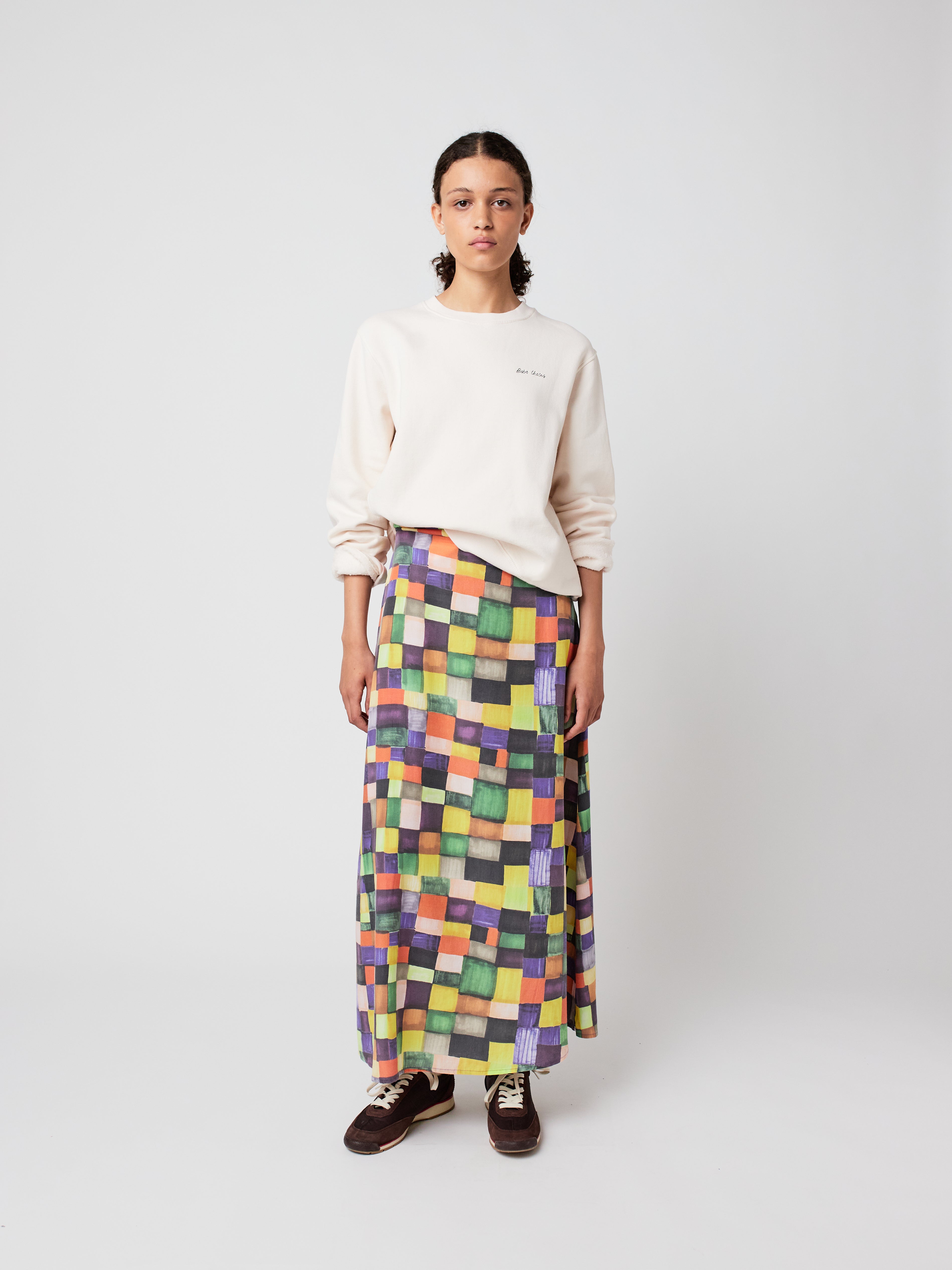 Rainbow Plaid Pattern Model Skirt - Multicolor