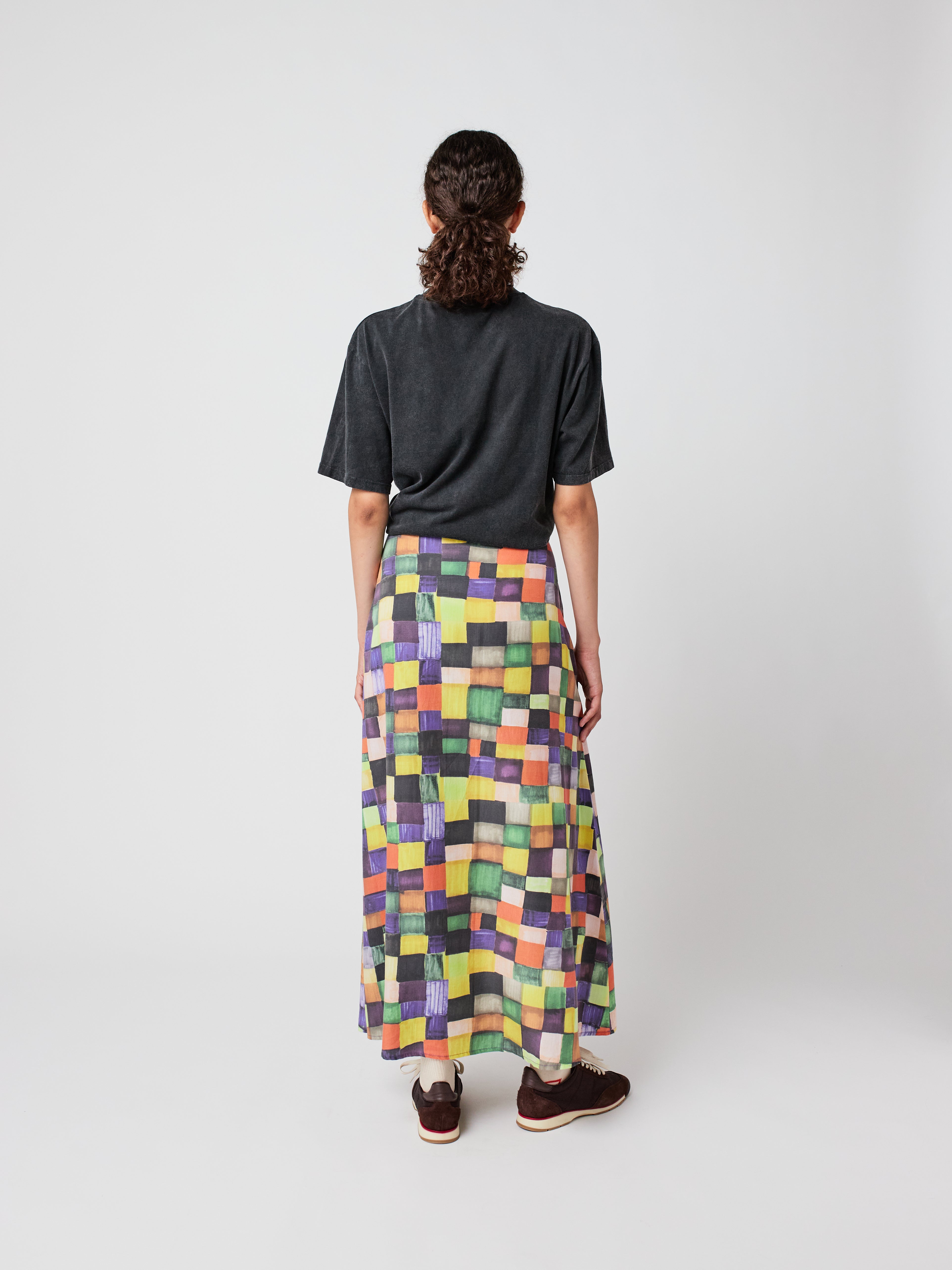 Rainbow Plaid Pattern Model Skirt - Multicolor