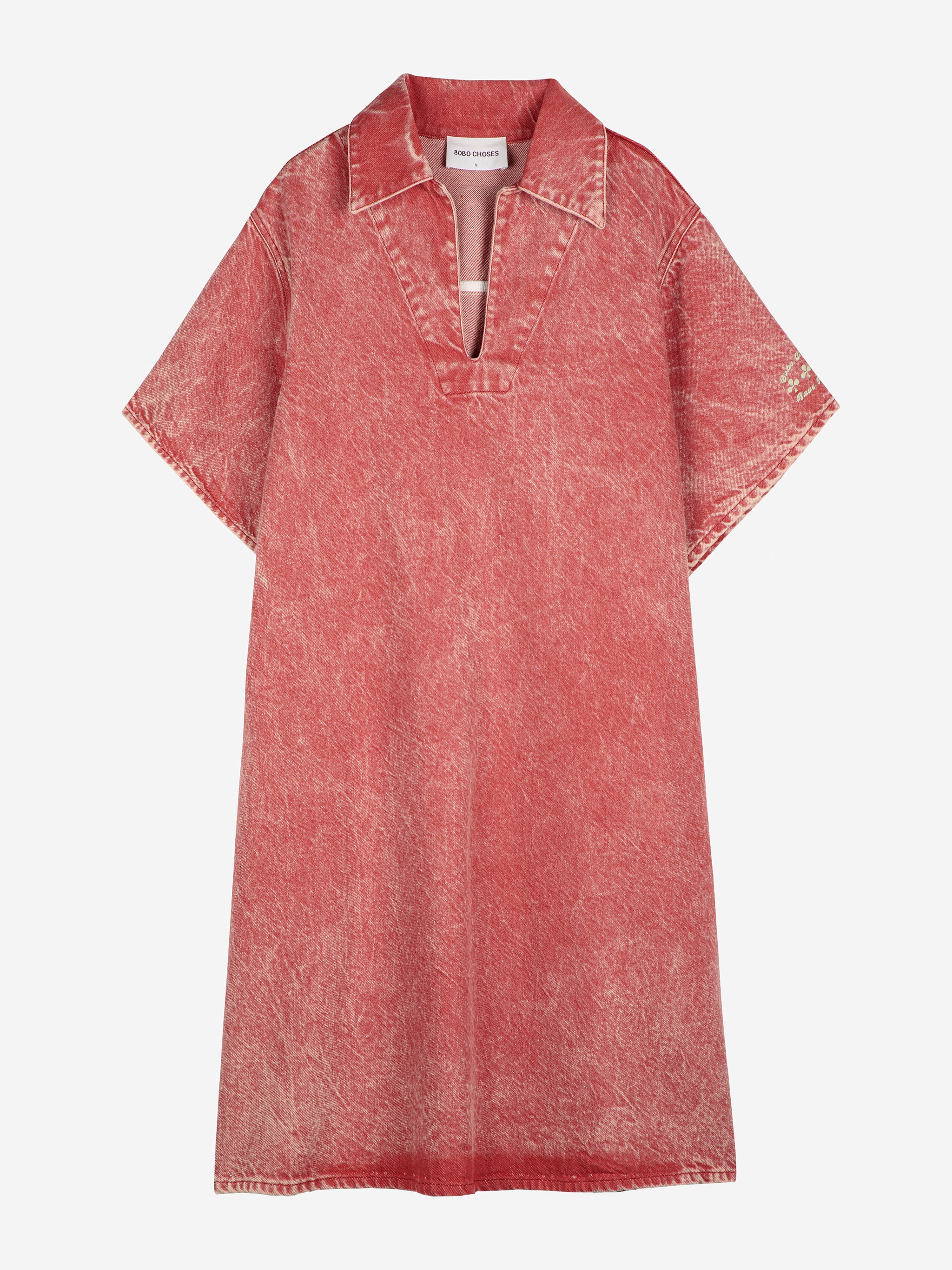 Short Polo Cotton Dress - Red