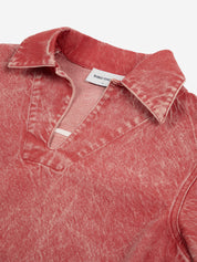 Short Polo Cotton Dress - Red