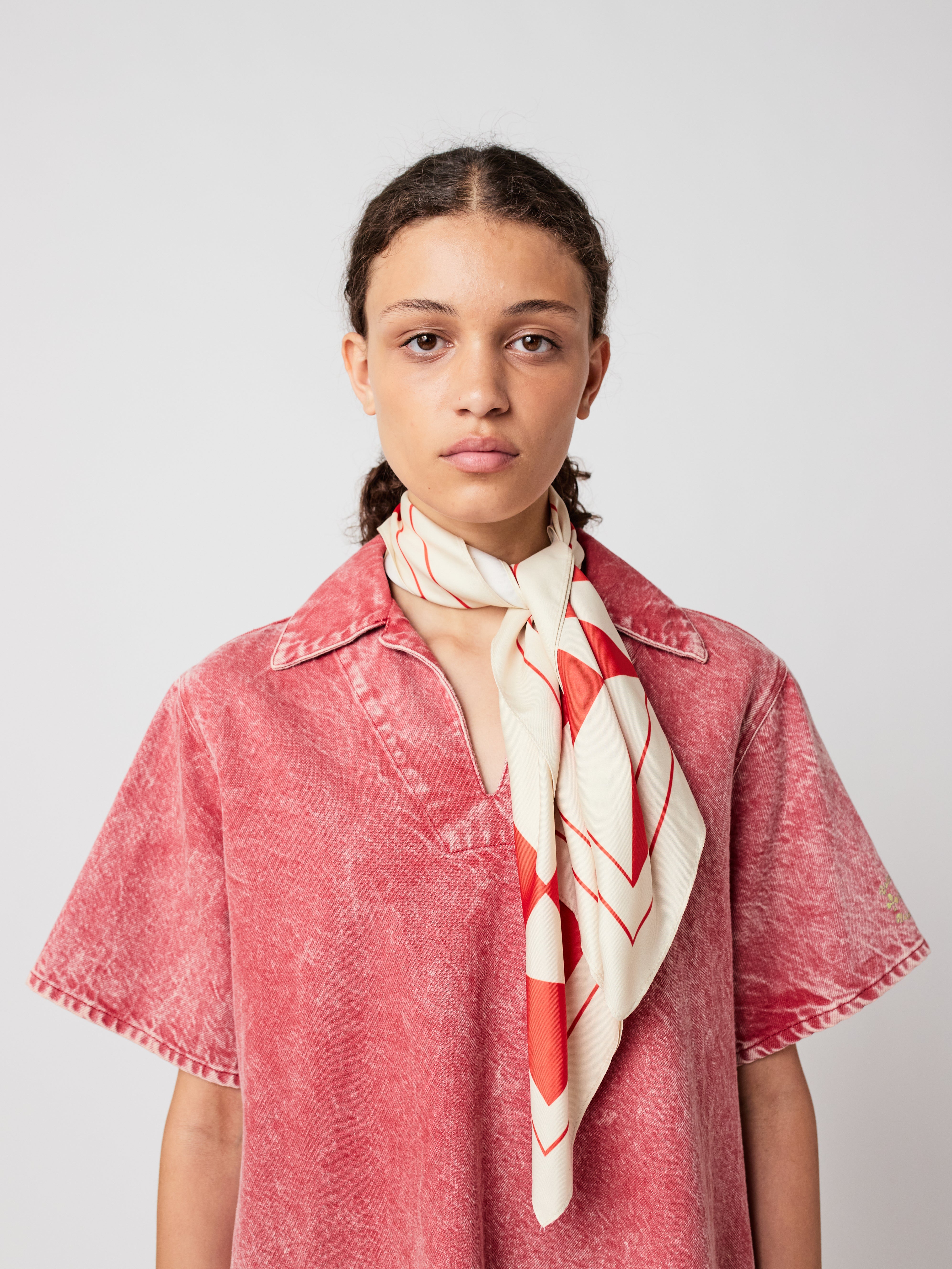 Short Polo Cotton Dress - Red