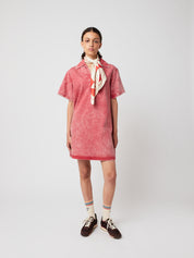 Short Polo Cotton Dress - Red