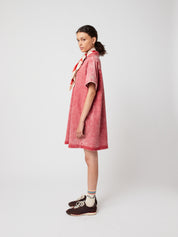 Short Polo Cotton Dress - Red