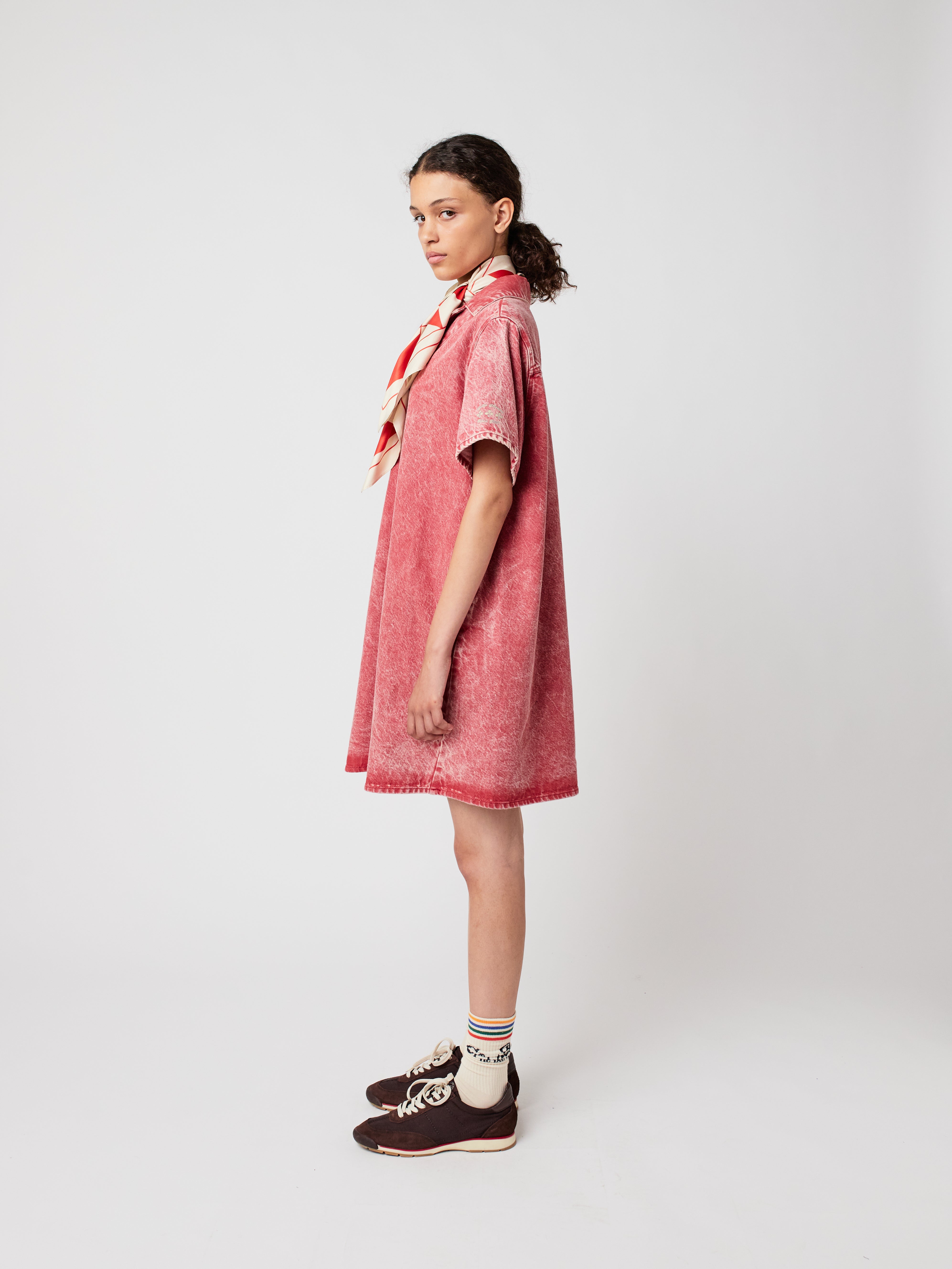 Short Polo Cotton Dress - Red