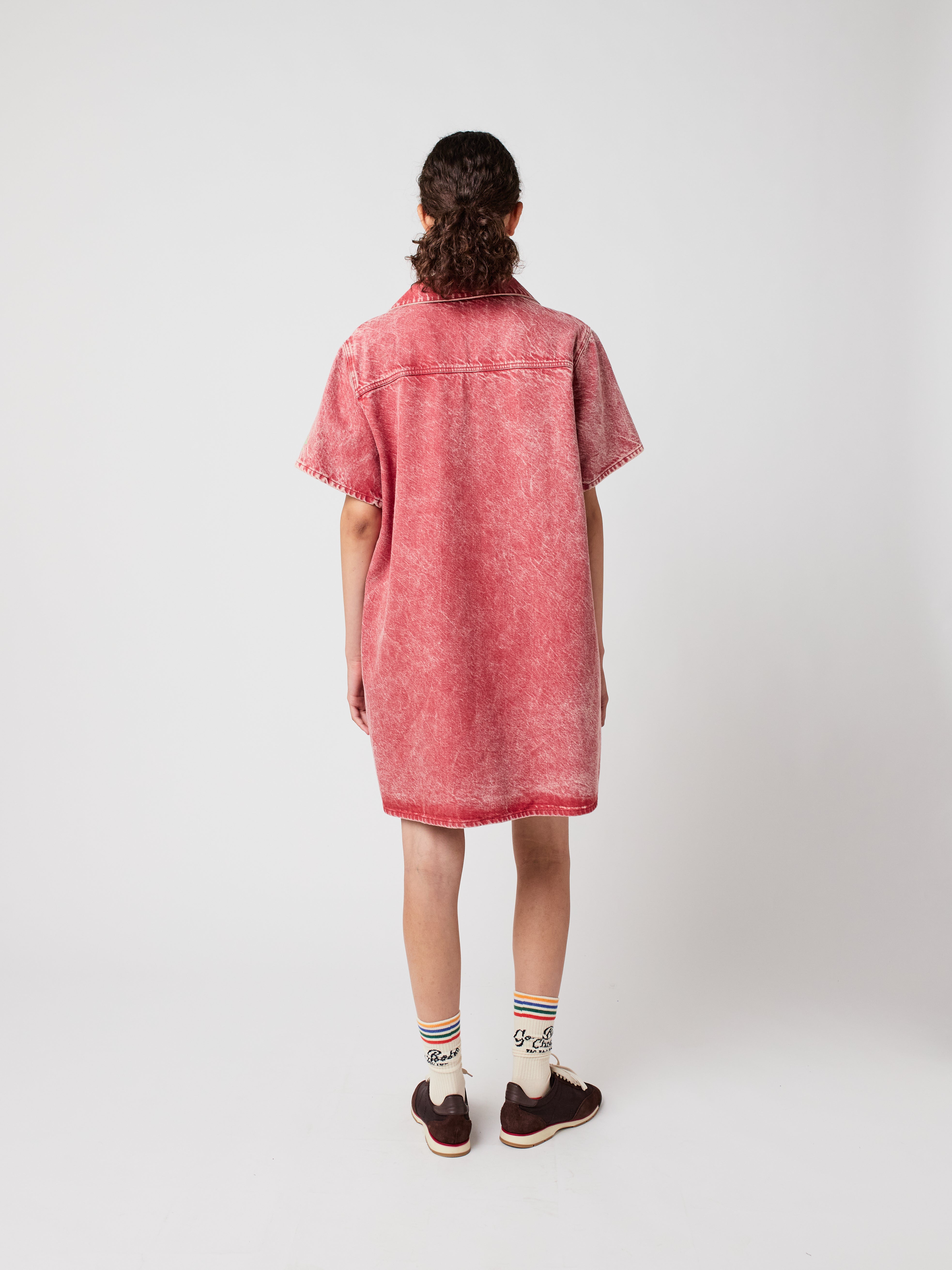 Short Polo Cotton Dress - Red