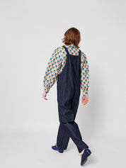 Denim Stripe Dungaree - Navy Blue