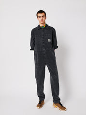 Denim Zip-Up Jumpsuit - Dark Heather Grey