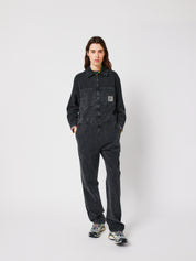 Denim Zip-Up Jumpsuit - Dark Heather Grey