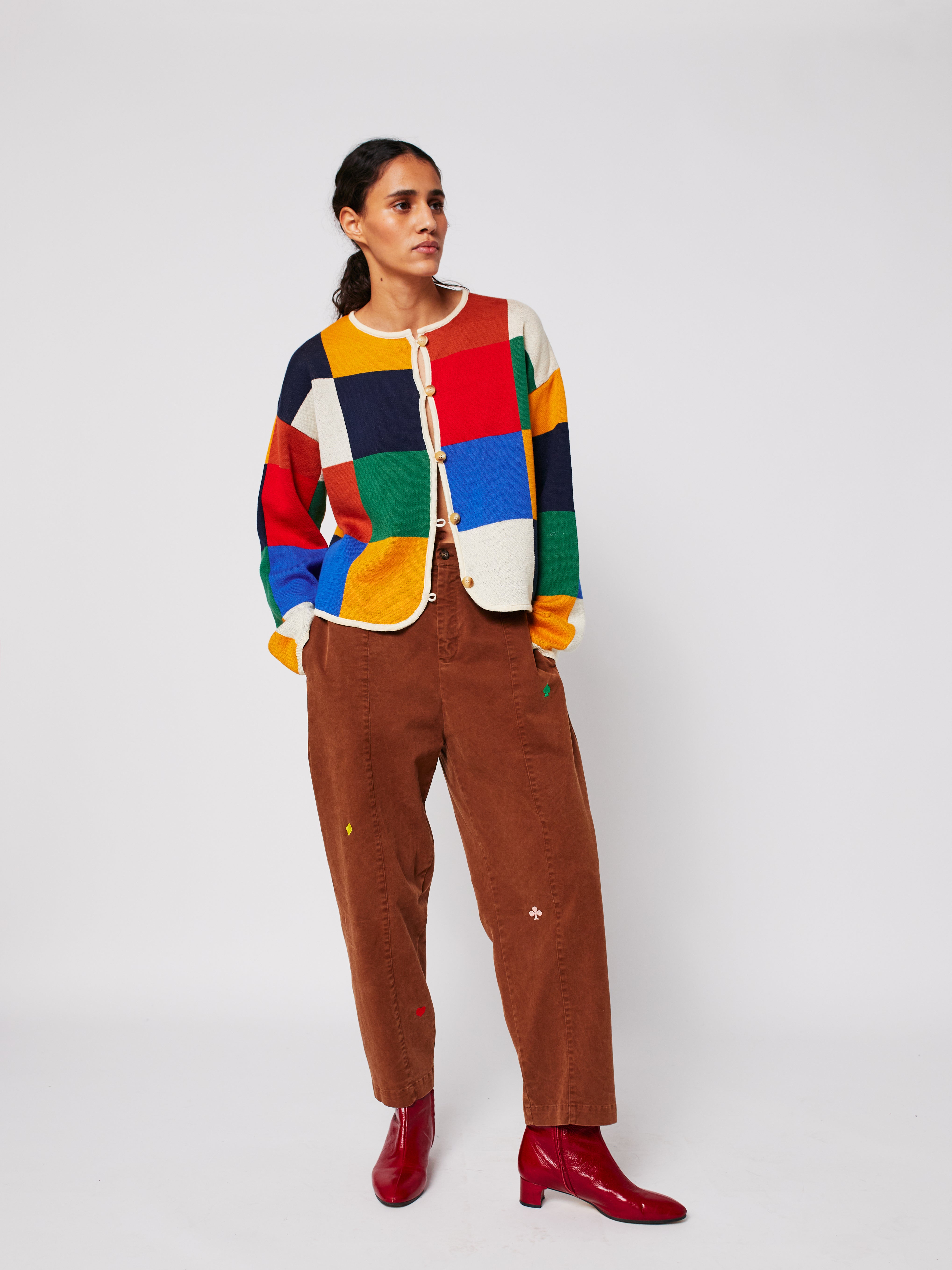 Multicolor Checked Buttoned Cardigan - Multicolor