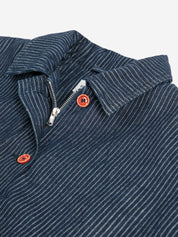 Denim Stripe Bomber Jacket - Navy Blue