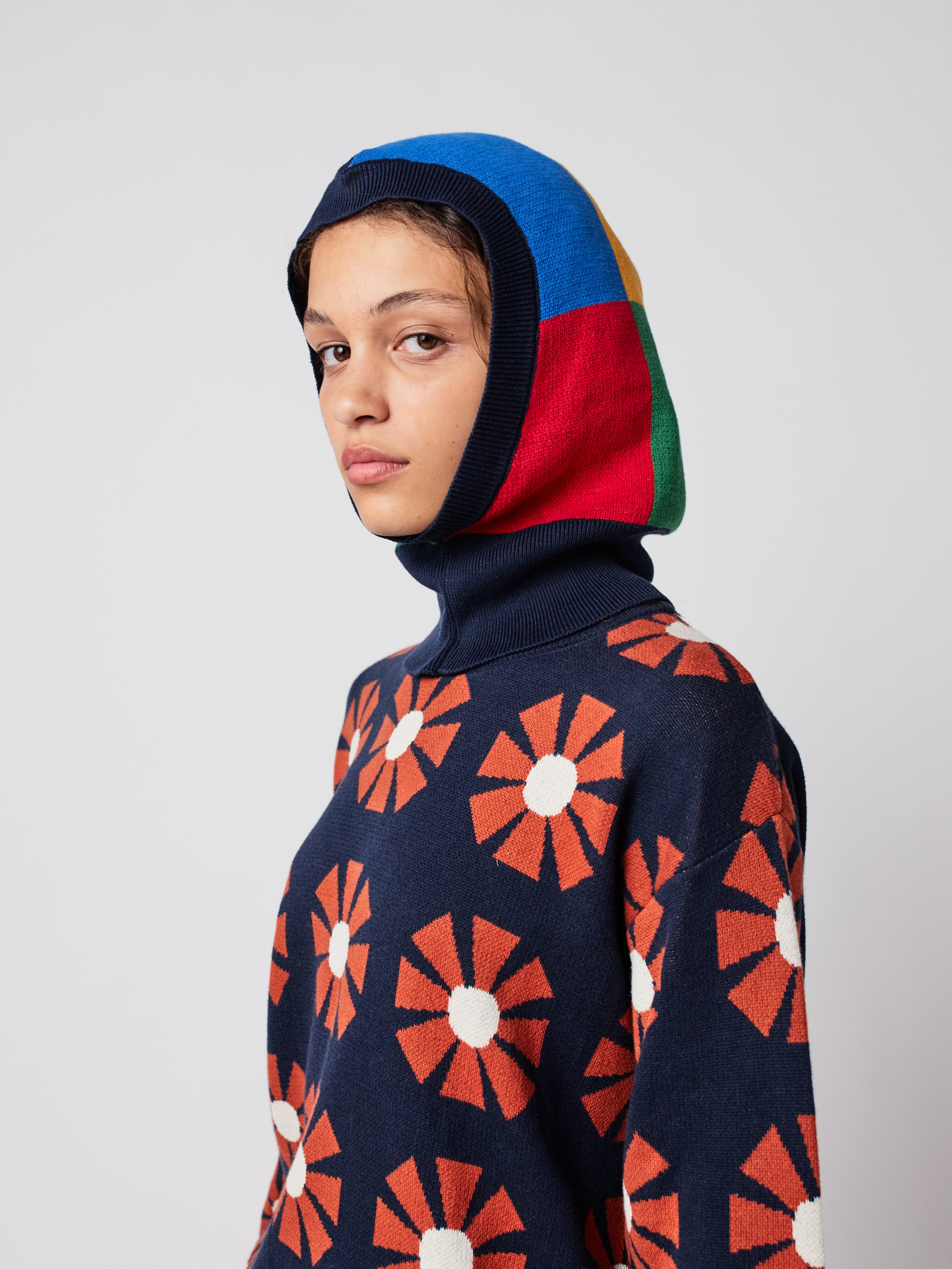 Color Block Knitted Balaclava - Multicolor Head