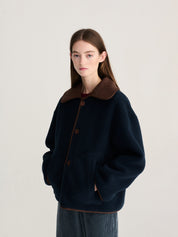 WOVEN LEATHER JACKET - brown