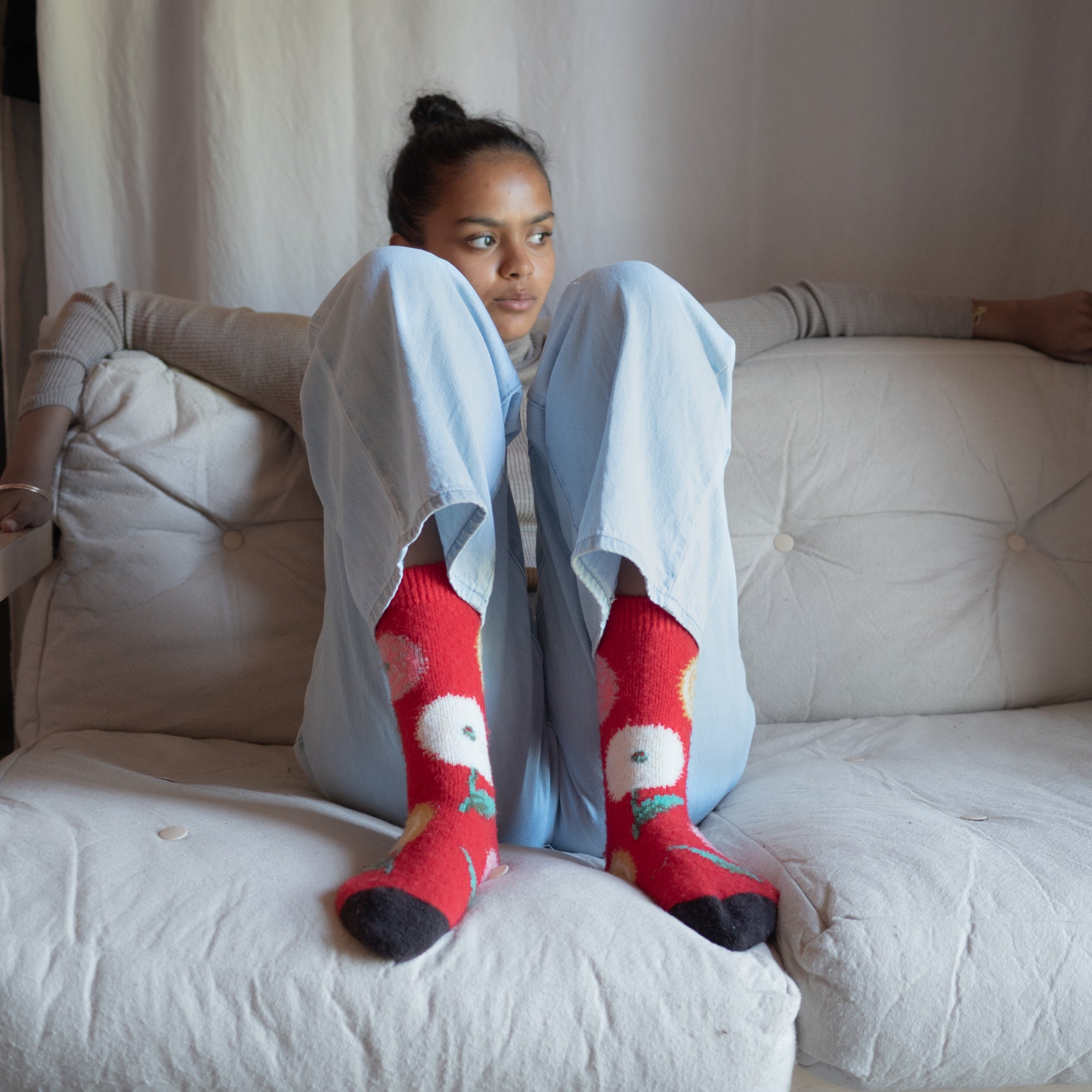 Socken Mousse Fleurs