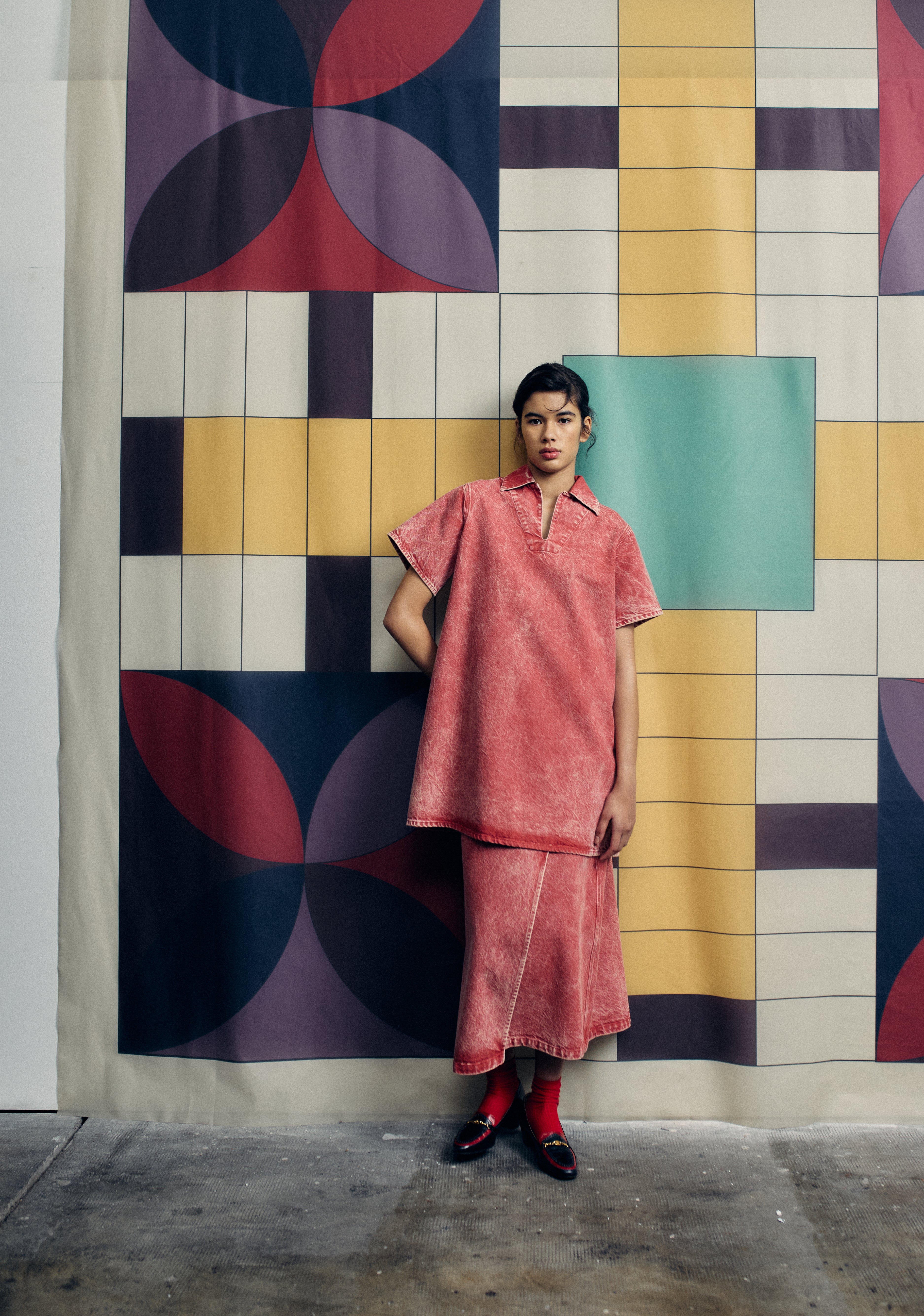 Wrapped Cotton Skirt - Red