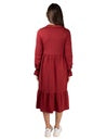 Maxikleid mit Volants - bordeaux