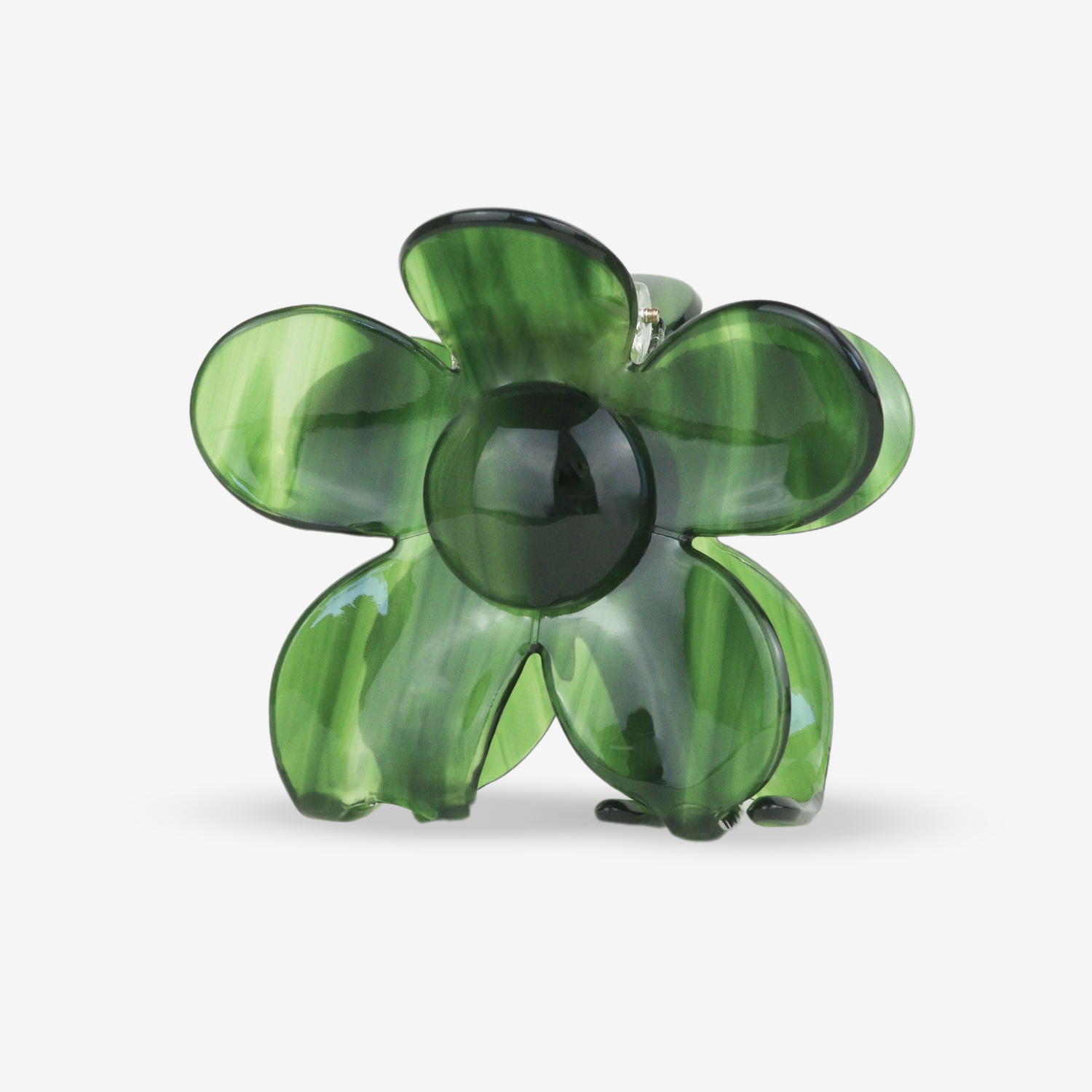 Grüne Glasblumen Skulptur auf weißem Hintergrund