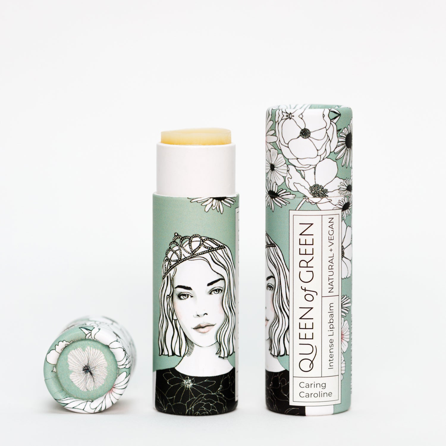 Vegane Lippenpflegestifte mit floraler Verpackung