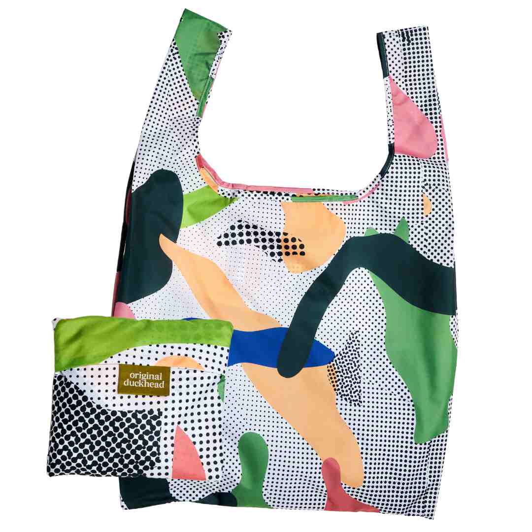 Bunte wiederverwendbare Einkaufstasche mit abstraktem Design