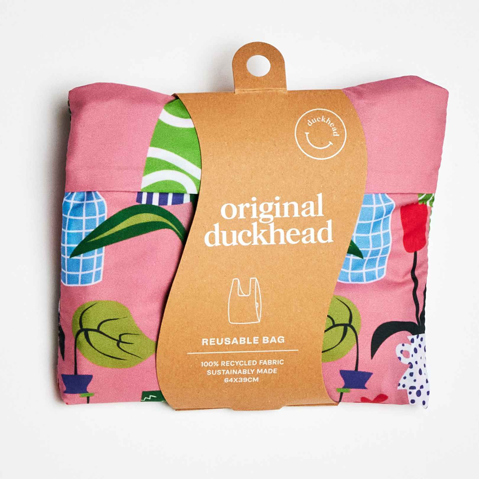 Bunte wiederverwendbare Tasche mit Verpackung.