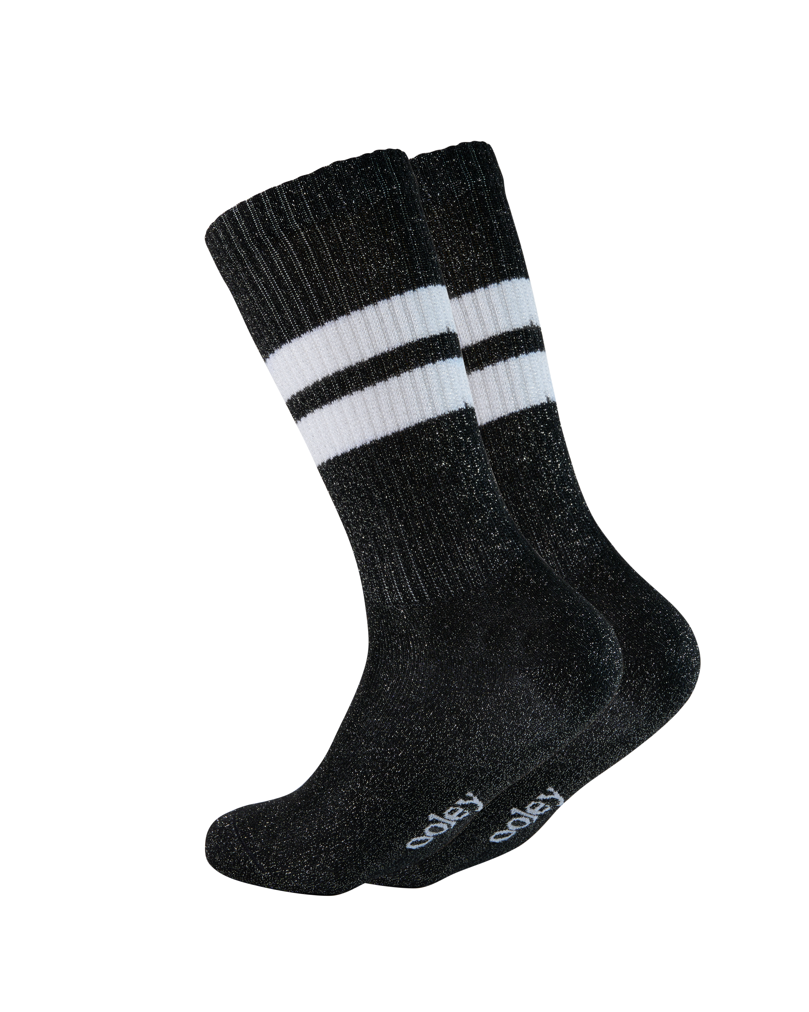 Schwarze Socke mit weißen Streifen isoliert