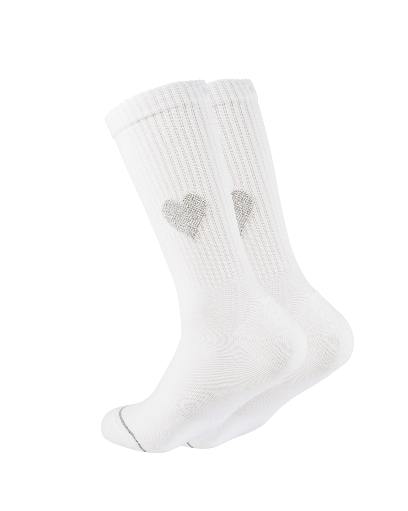 Weiße Socken mit silbernen Herzmustern