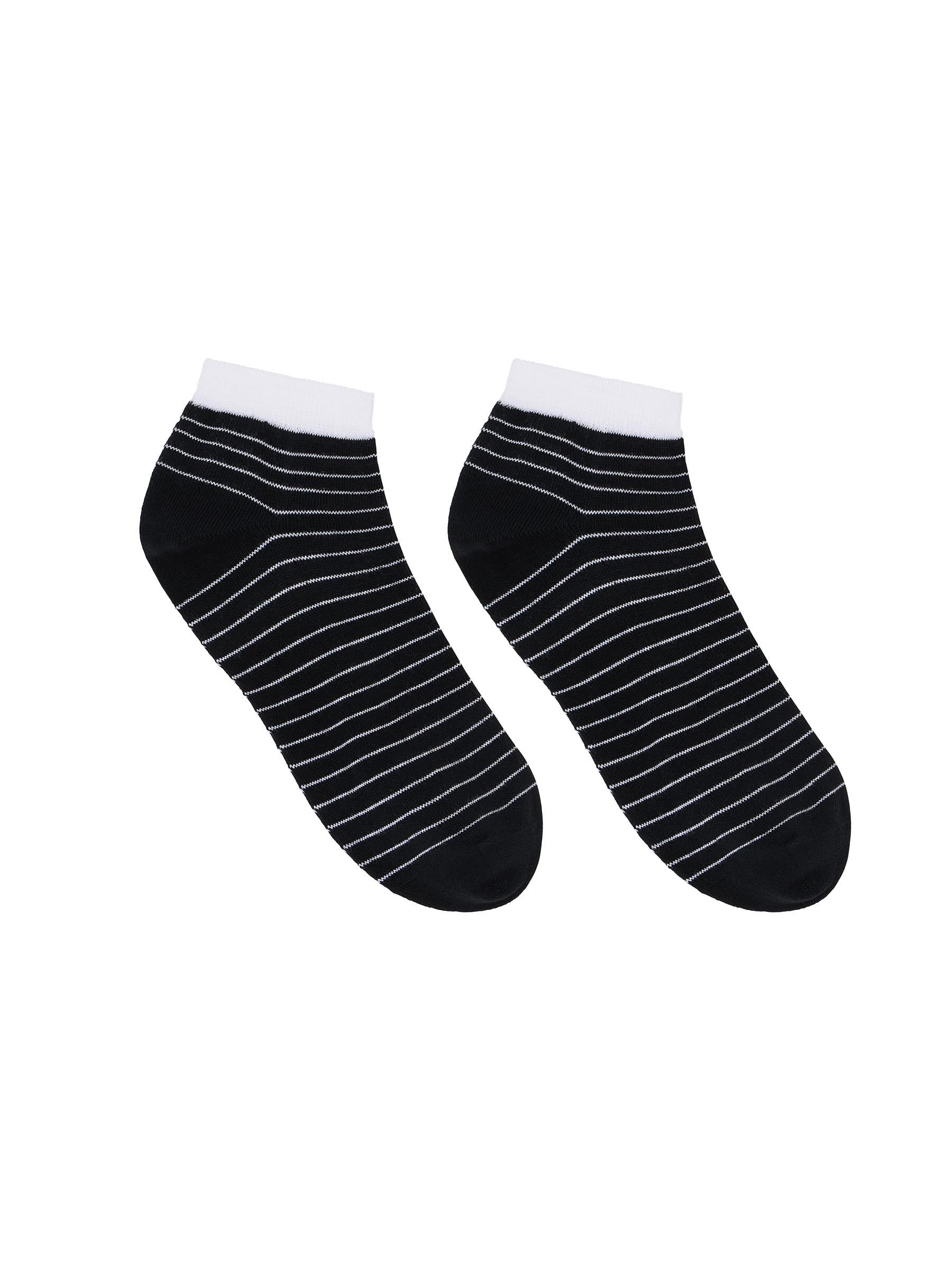 Sneaker Socken Streifen GOTS - Black/Off White
