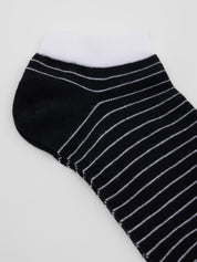 Sneaker Socken Streifen GOTS - Black/Off White