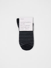 Sneaker Socken Streifen GOTS - Black/Off White