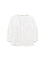 Weiße Bluse mit Lochstickerei