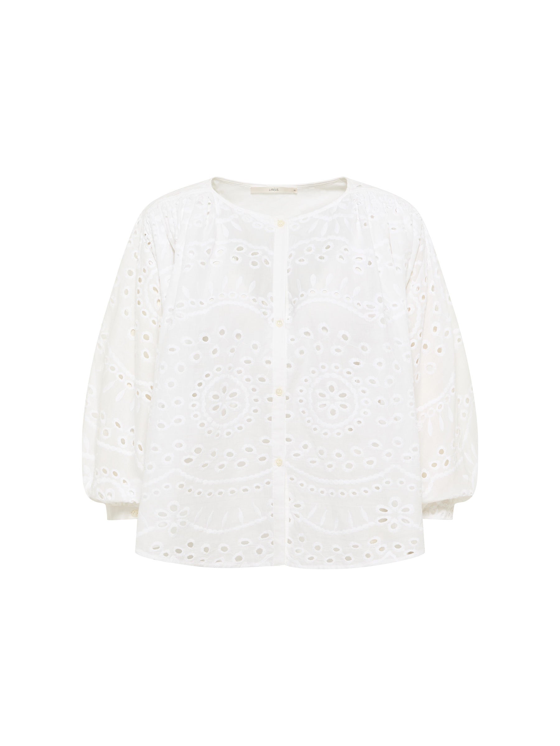 Weiße Bluse mit Lochstickerei