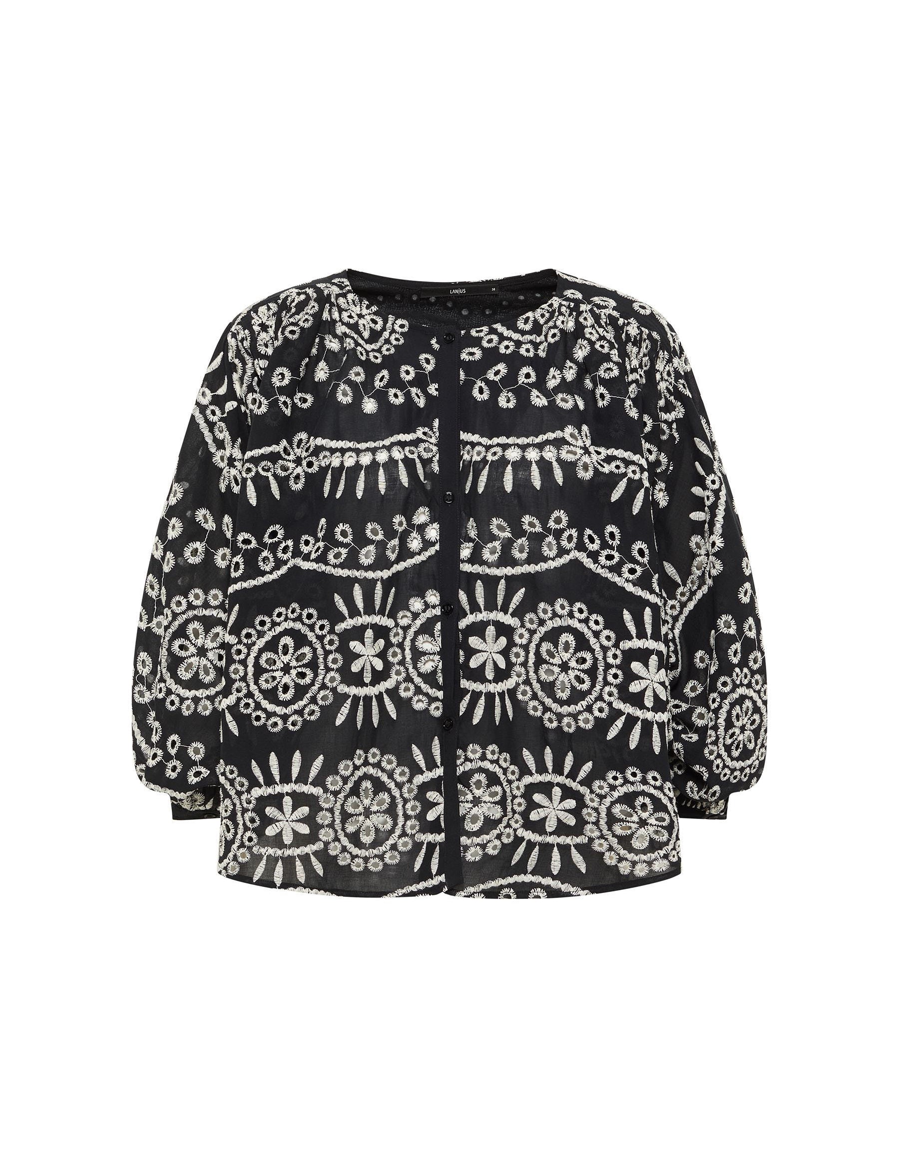 Schwarze Jacke mit weißer Stickerei