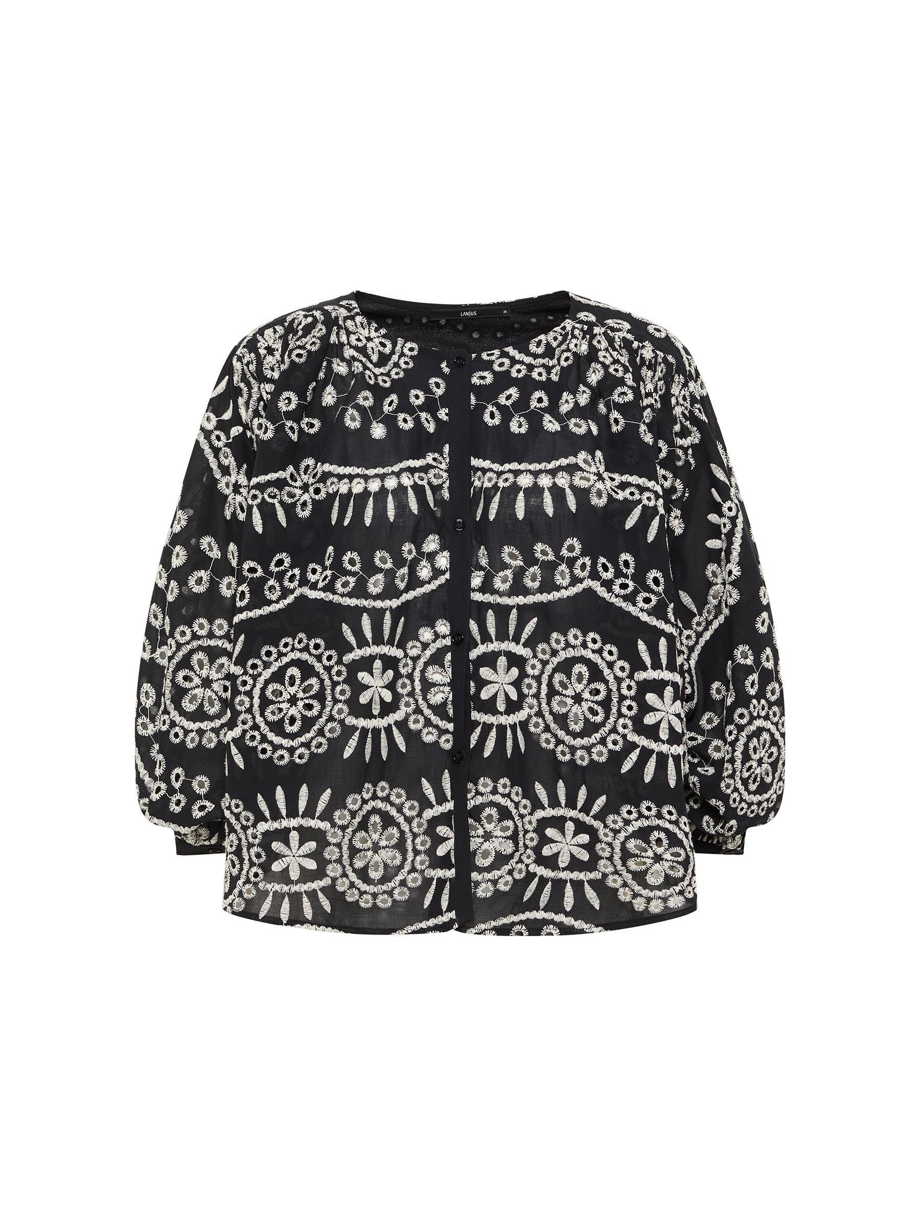 Schwarze Jacke mit weißer Stickerei