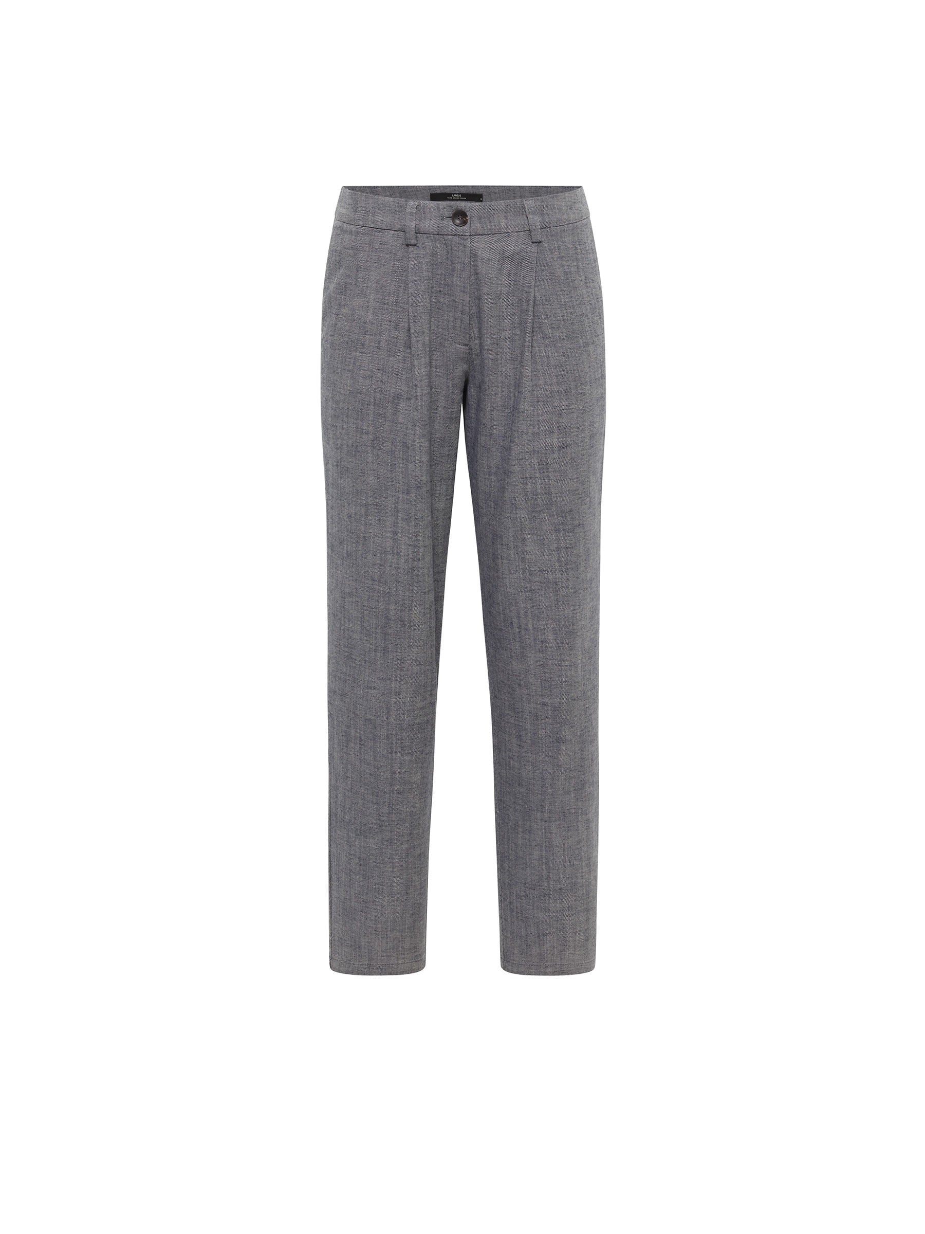 Hose mit Bundfalte GOTS - Dark Blue Melange