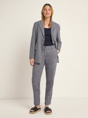 Hose mit Bundfalte GOTS - Dark Blue Melange