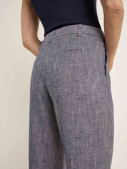 Hose mit Bundfalte GOTS - Dark Blue Melange