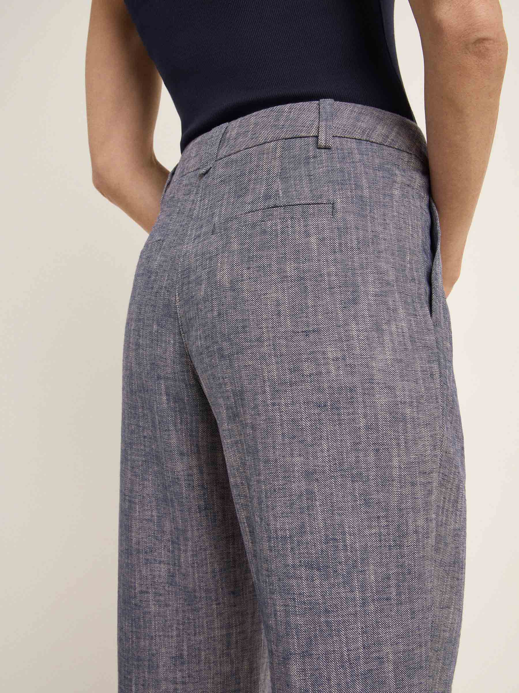 Hose mit Bundfalte GOTS - Dark Blue Melange