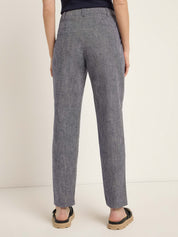 Hose mit Bundfalte GOTS - Dark Blue Melange