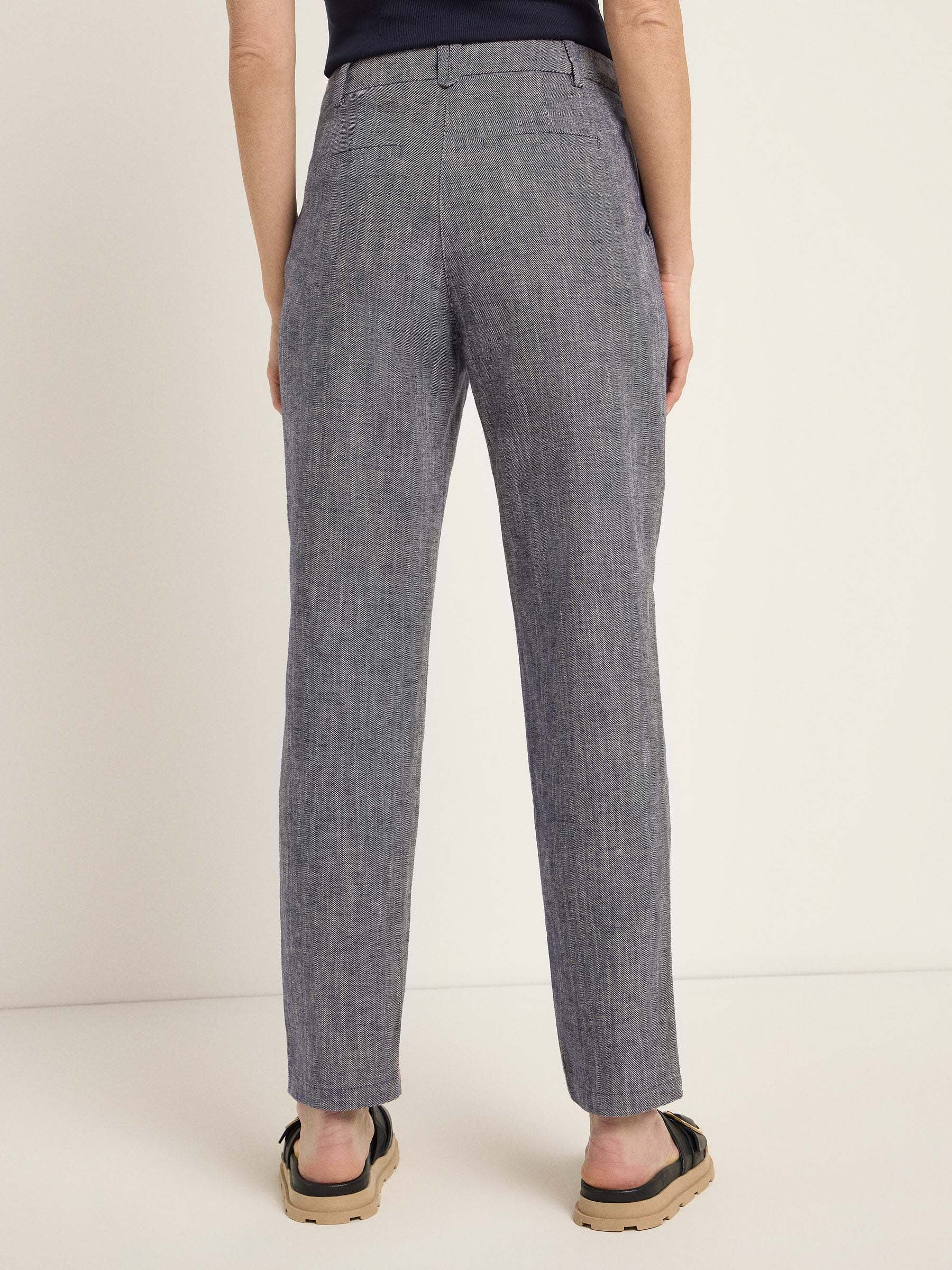 Hose mit Bundfalte GOTS - Dark Blue Melange