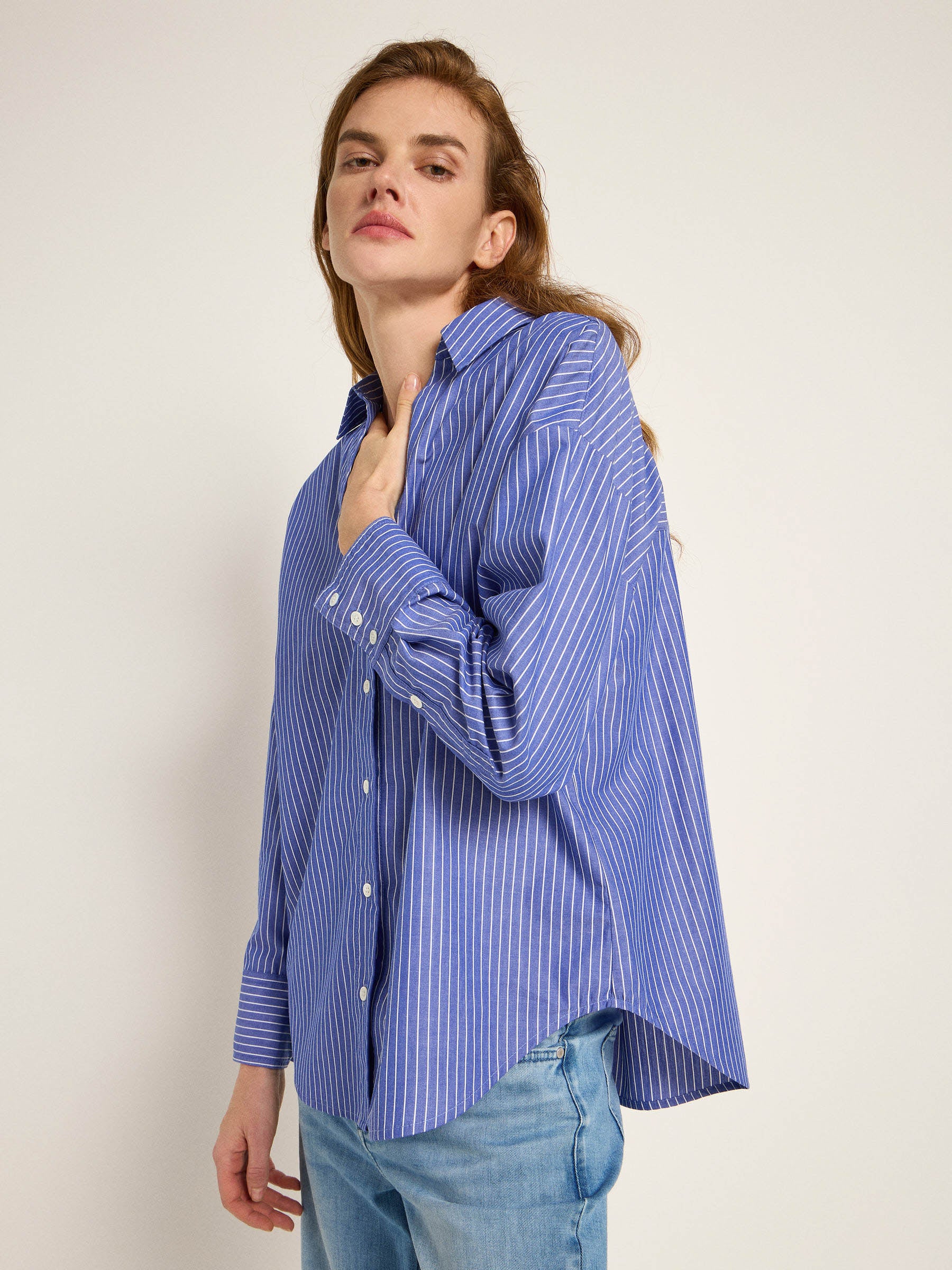 Streifenhemd GOTS - Blue/ Off White