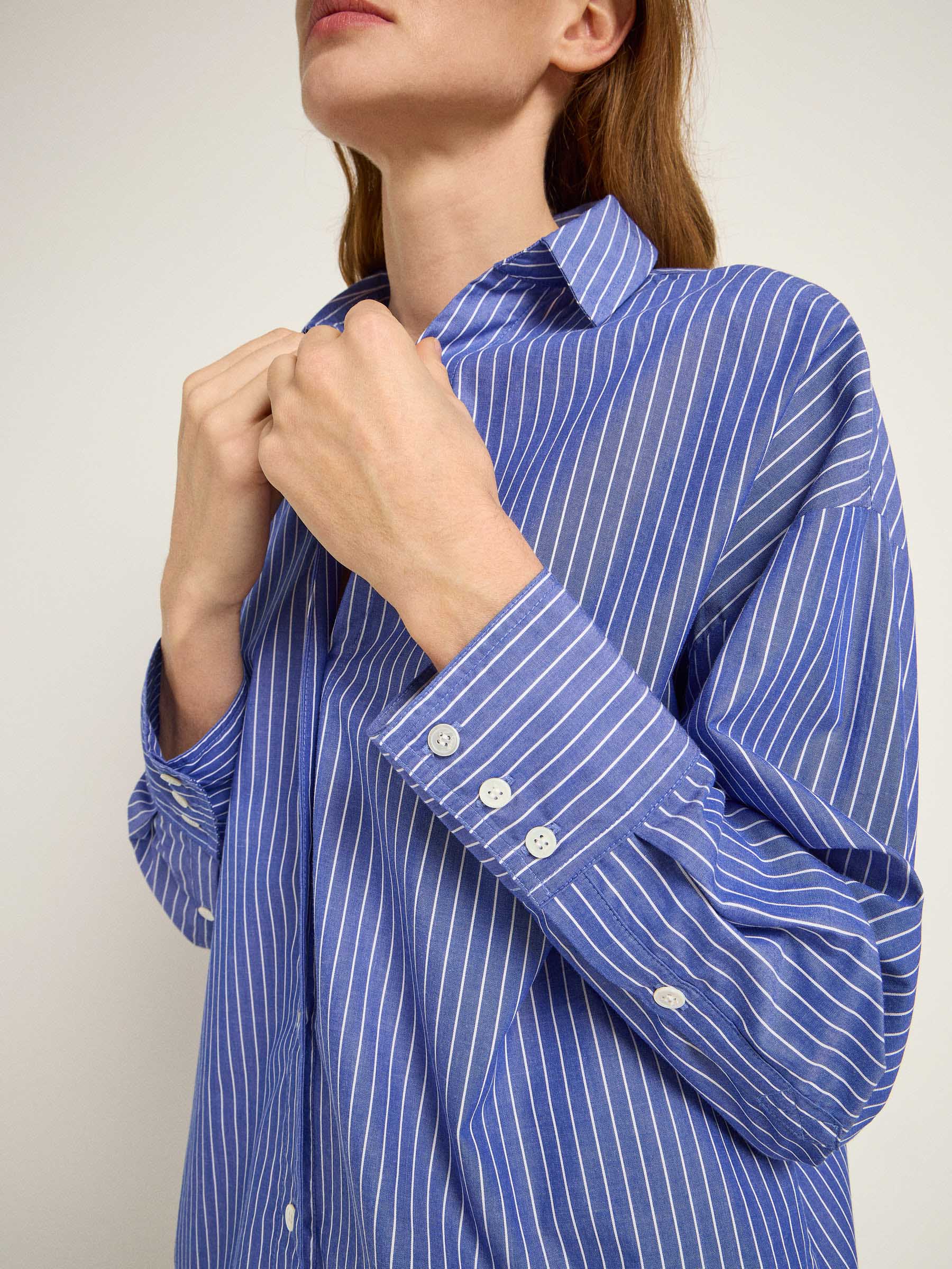 Streifenhemd GOTS - Blue/ Off White